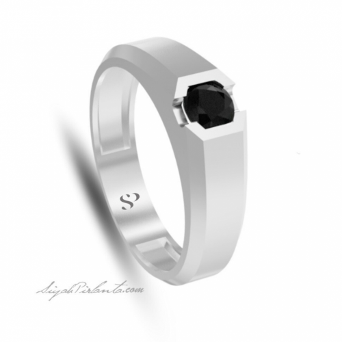 0.61 Karat Siyah Pırlanta Erkek Yüzük