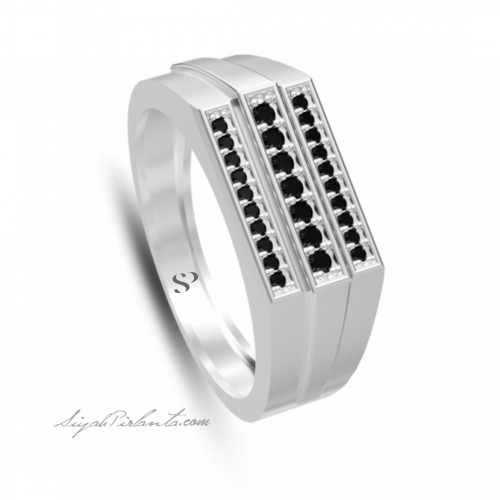 0.29 Karat Siyah Pırlanta Erkek Yüzük