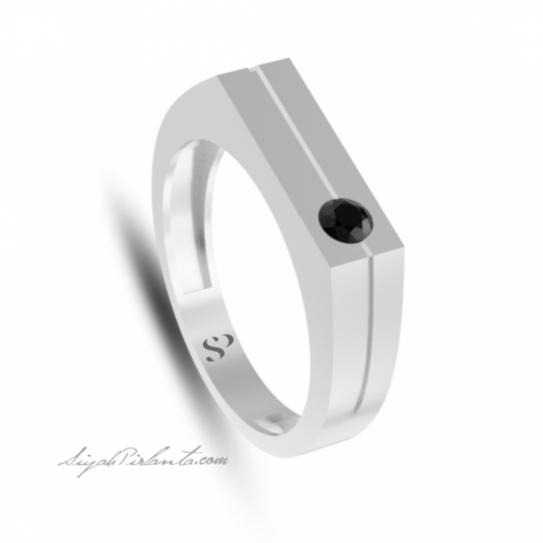 0.30 Karat Siyah Pırlanta ErkekYüzük