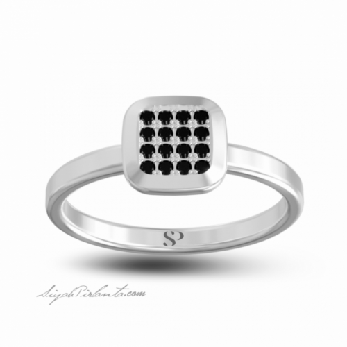 0.11 Karat Siyah Pırlanta Kadın Yüzük