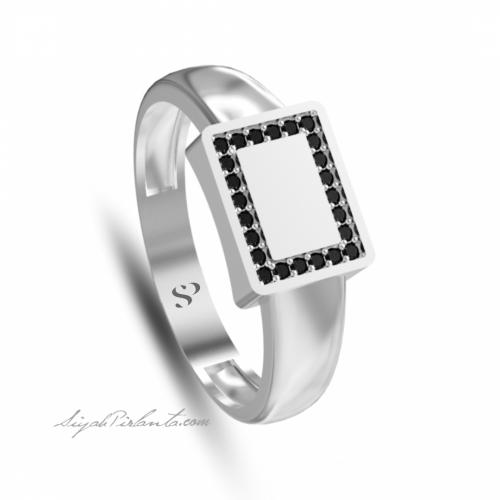 0.17 Karat Siyah Pırlanta Erkek Yüzük