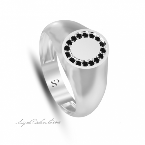 0.22 Karat Siyah Pırlanta Erkek Yüzük