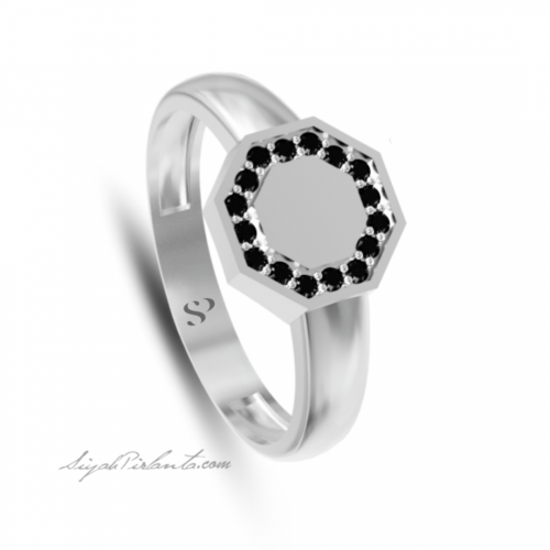 0.22 Karat Siyah Pırlanta Erkek Yüzük