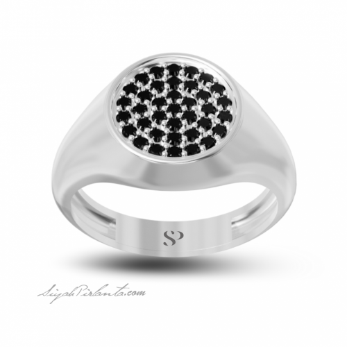 0.34 Karat Siyah Pırlanta Kadın Yüzük