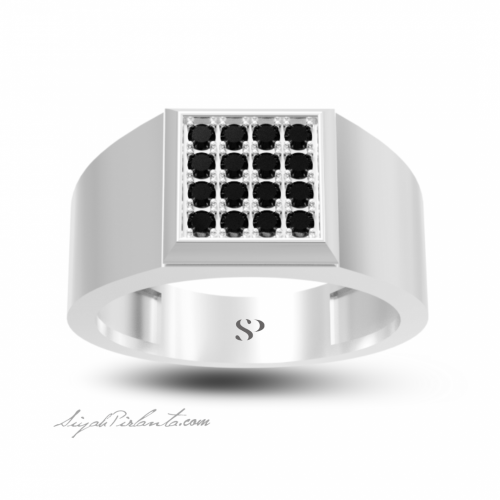 0.26 Karat Siyah Pırlanta Kadın Yüzük