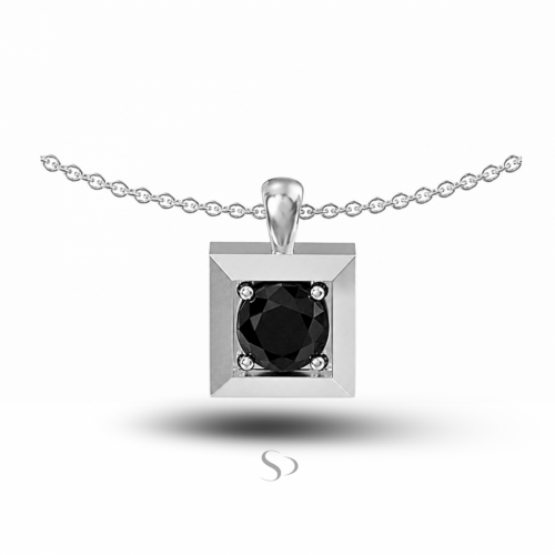 1.01 Karat Siyah Pırlanta 14 Ayar Altın Kadın Kolye