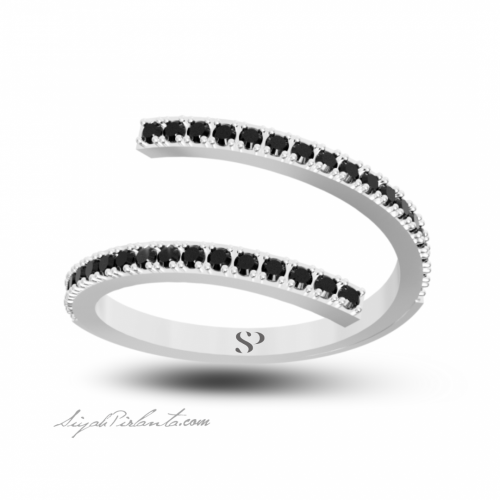 0.39 Karat Siyah Pırlanta Kadın Yüzük