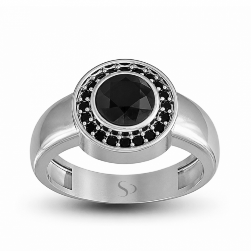 1.20 Karat Siyah Pırlanta 14 Ayar Altın Kadın Yüzük