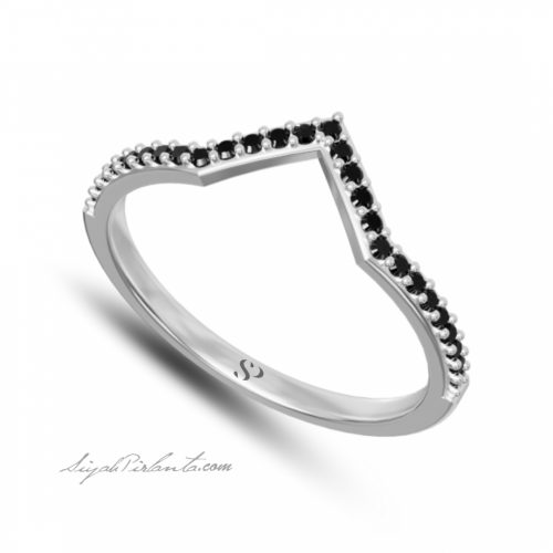 0.18 Karat Siyah Pırlanta Kadın Yüzük