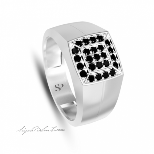 0.65 Karat Siyah Pırlanta Erkek Yüzük