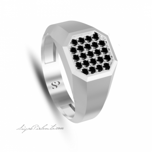 0.54 Karat Siyah Pırlanta Erkek Yüzük