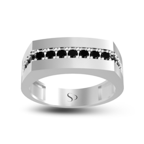 0.76 Karat Siyah Pırlanta Erkek Yüzük