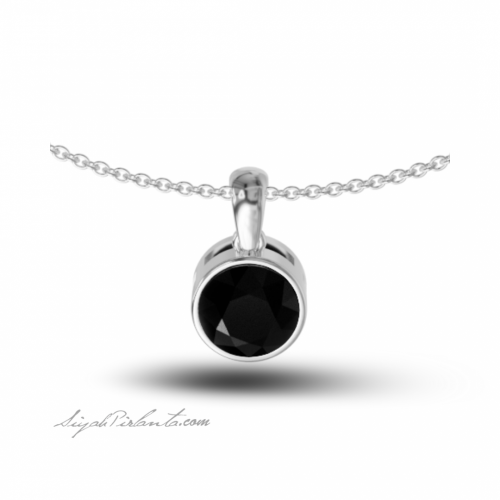 1.52 Karat Siyah Pırlanta Kadın Kolye
