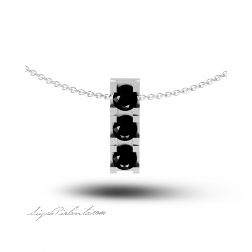 1.28 Karat Siyah Pırlanta Erkek Kolye