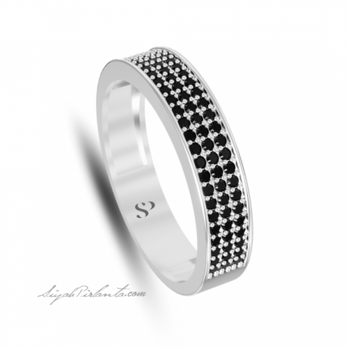 0.74 Karat Siyah Pırlanta Erkek Yüzük