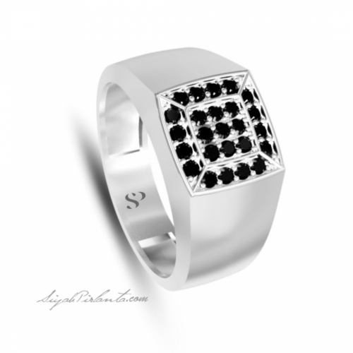 0.65 Karat Siyah Pırlanta Erkek Yüzük
