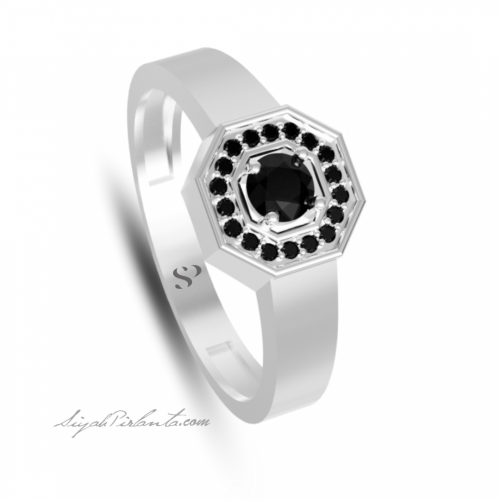 0.43 Karat Siyah Pırlanta Erkek Yüzük