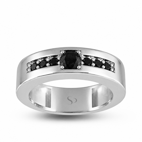 0.56 Karat Siyah Pırlanta 14 Ayar Altın Kadın Yüzük