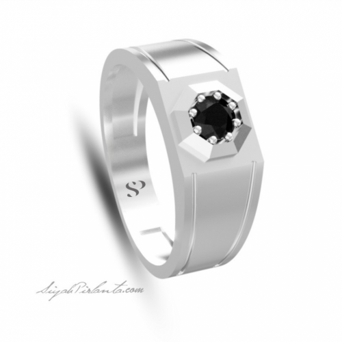 0.61 Karat Siyah Pırlanta Erkek Yüzük