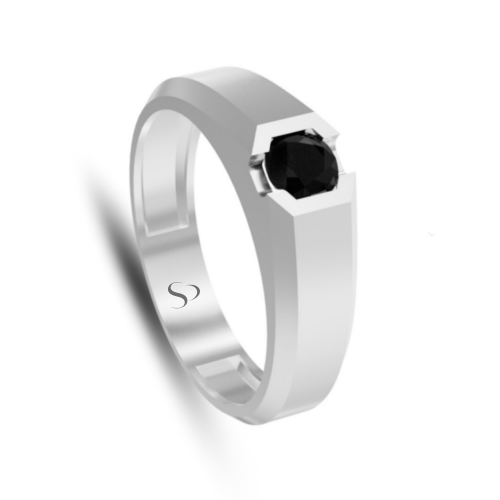 0.61 Karat Siyah Pırlanta Erkek Yüzük