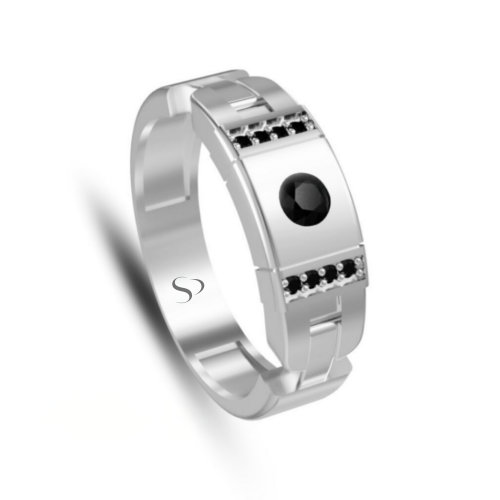 0.40 Karat Siyah Pırlanta Erkek Yüzük