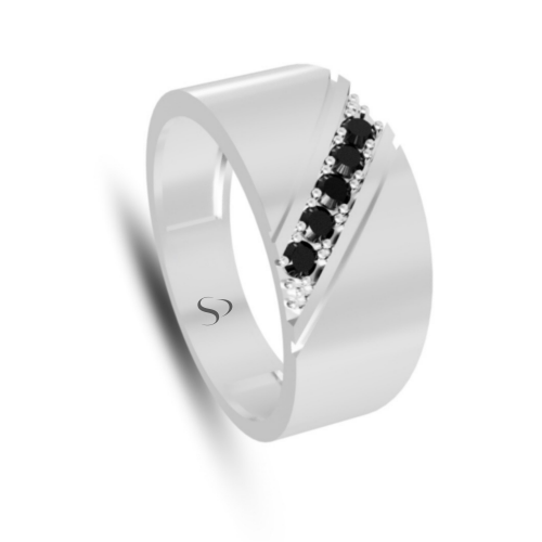 0.36 Karat Siyah Pırlanta Erkek Yüzük