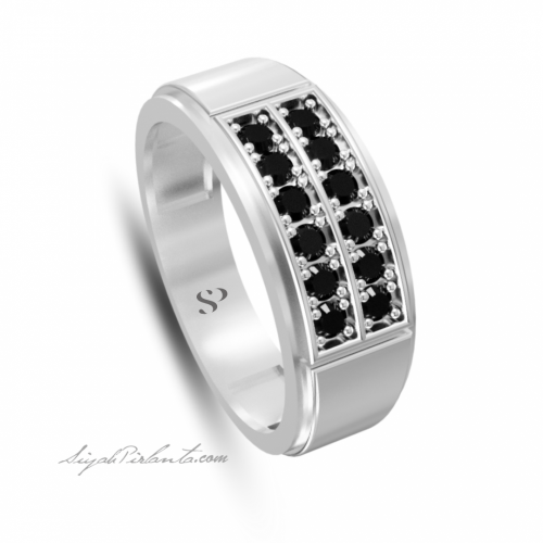 0.67 Karat Siyah Pırlanta Erkek Yüzük