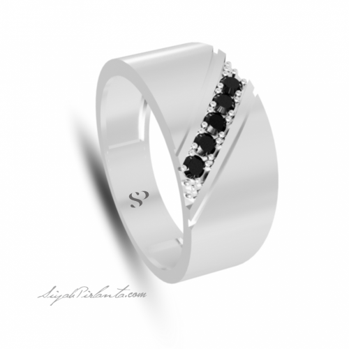 0.36 Karat Siyah Pırlanta Erkek Yüzük
