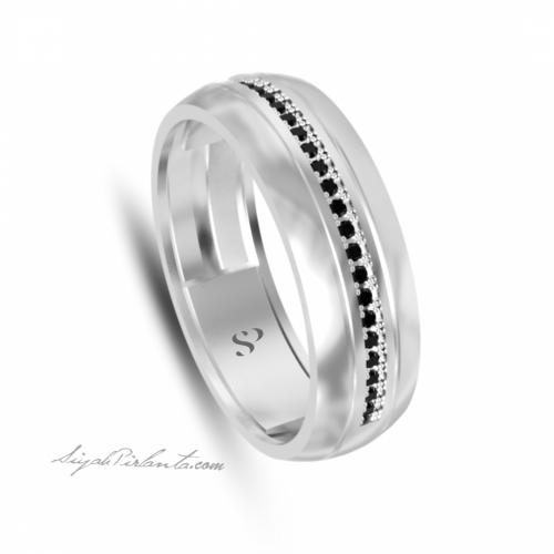 0.18 Karat Siyah Pırlanta Erkek Yüzük