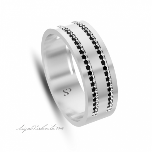 0.38 Karat Siyah Pırlanta Erkek Yüzük