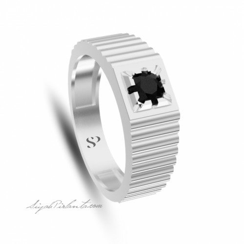 0.61 Karat Siyah Pırlanta Erkek Yüzük