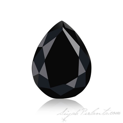 3.17 Ct 12.85 X 9.41 mm AA Kalite Damla Düz kesim Siyah pırlanta Taş