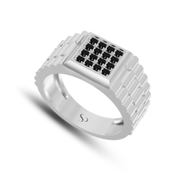 0.26 Karat Siyah Pırlanta Kadın Yüzük 3