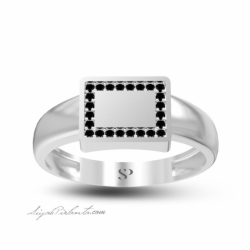 0.17 Karat Siyah Pırlanta Erkek Yüzük 2