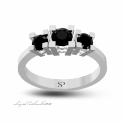 0.55 Karat Siyah Pırlanta Kadın Yüzük 2