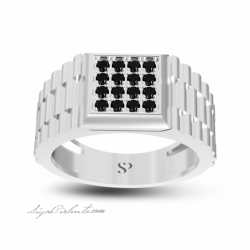 0.26 Karat Siyah Pırlanta Kadın Yüzük 2