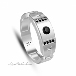 0.40 Karat Siyah Pırlanta Erkek Yüzük 1