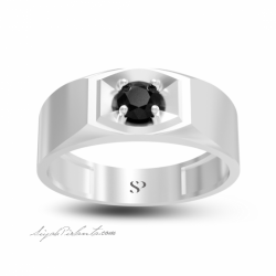 0.61 Karat Siyah Pırlanta Erkek Yüzük 2