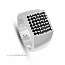1.14 Karat Siyah Pırlanta Erkek Yüzük 1