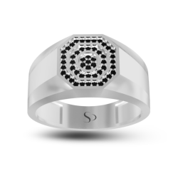 0.29 Karat Siyah Pırlanta Erkek Yüzük 1
