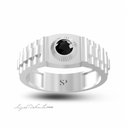 0.61 Karat Siyah Pırlanta Erkek Yüzük 2