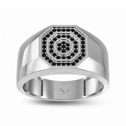 0.29 Karat Siyah Pırlanta Altın Erkek Yüzük 1
