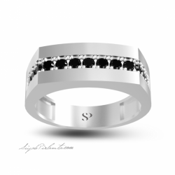 0.76 Karat Siyah Pırlanta Erkek Yüzük 2
