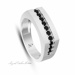 0.76 Karat Siyah Pırlanta Erkek Yüzük 1