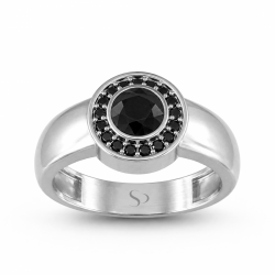0.77 Karat Siyah Pırlanta 14 Ayar Altın Kadın Yüzük 1
