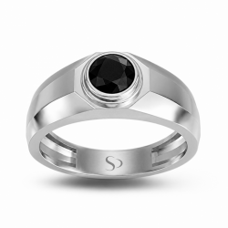 1.01 Karat Siyah Pırlanta 14 Ayar Altın Erkek Yüzük 2